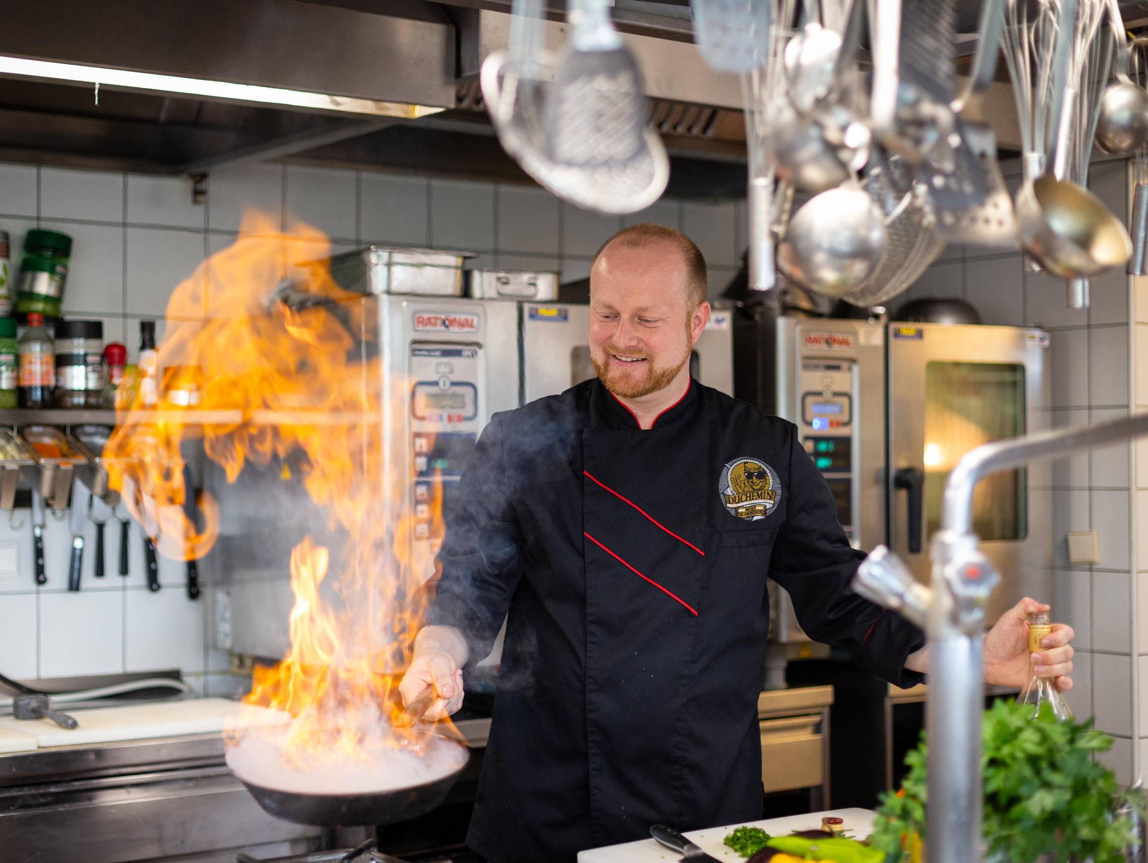 Chef Stefan Liebmann in the restaurant kitchen at Hotel Liebmann in Styria