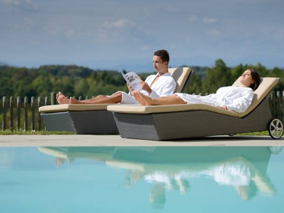 Pure relaxation at the outdoor pool near the hotel Liebmann